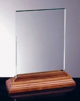 239-23028  Vertical Glass Award with Walnut Base