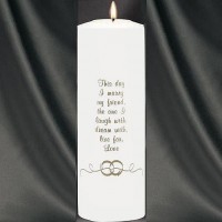 WDC - PILLAR UNITY CANDLE WITH VERSE AND WEDDING RINGS
