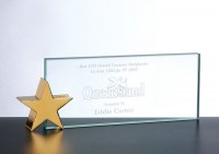 619-21019 Glass Name Plate with Brass Star Holder