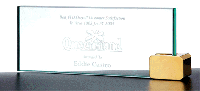 620-21010  Glass Name Plate with Brass Rectangle Holder