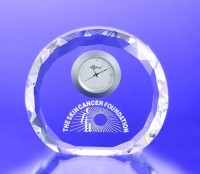 684-12024  Faceted Round Crystal Desk Clock