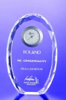 685-12019 Crystal Faceted Oval Desk Clock